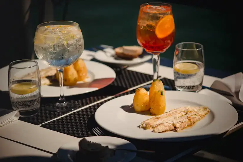 Fresh fish dinner served at the Monte Mar restaurant in Lisbon